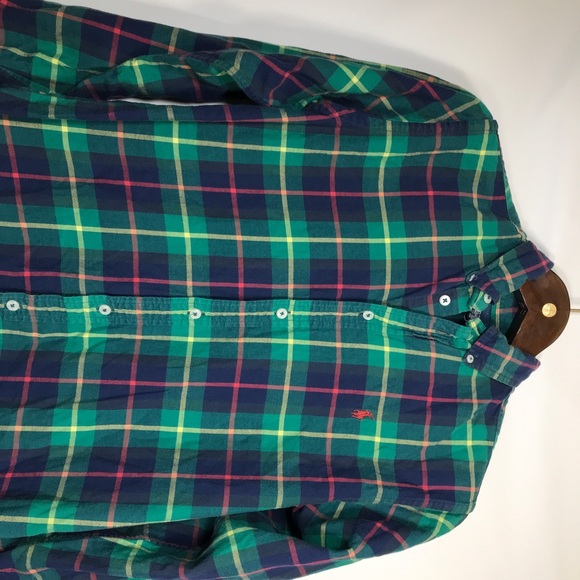 Ralph Lauren Shirt Youth L (14-16) Long Sleeve Green Blue Plaid Button-Down - Picture 3 of 6